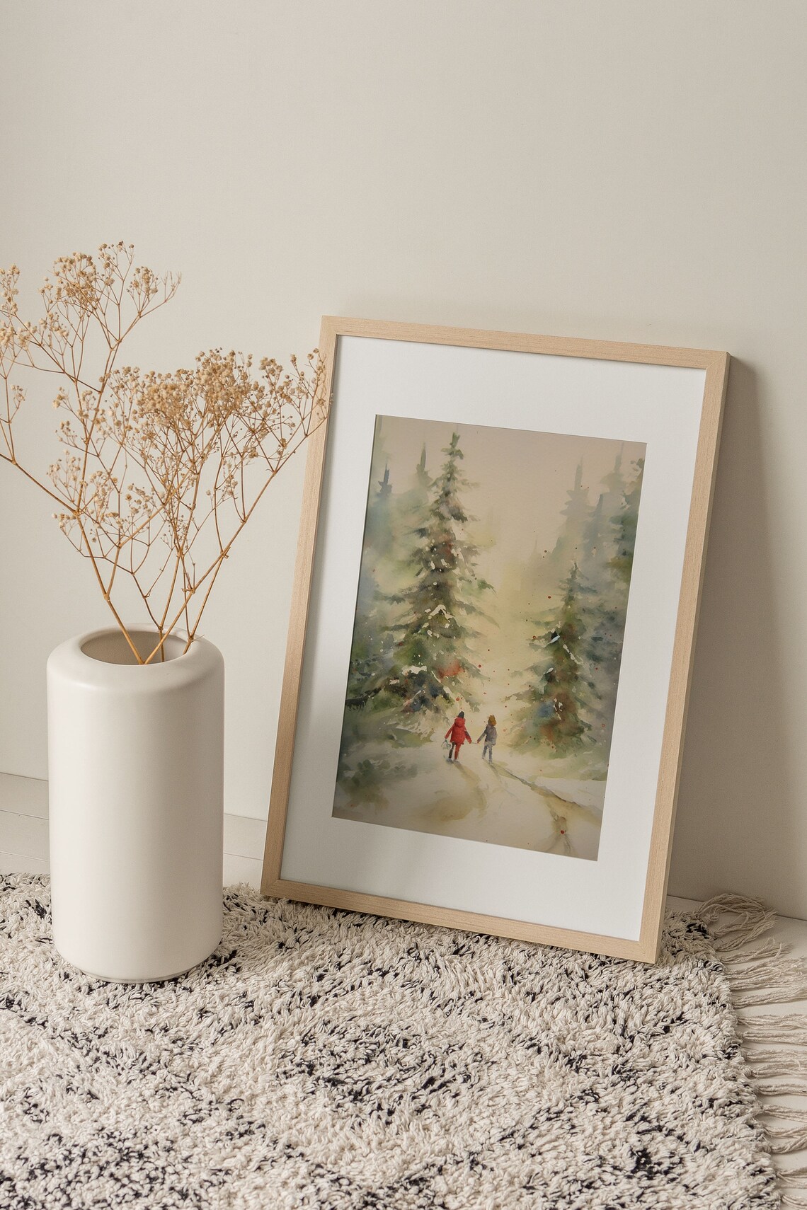 Christmas Painting Two Sisters Winter Forest Art Print - Image 4