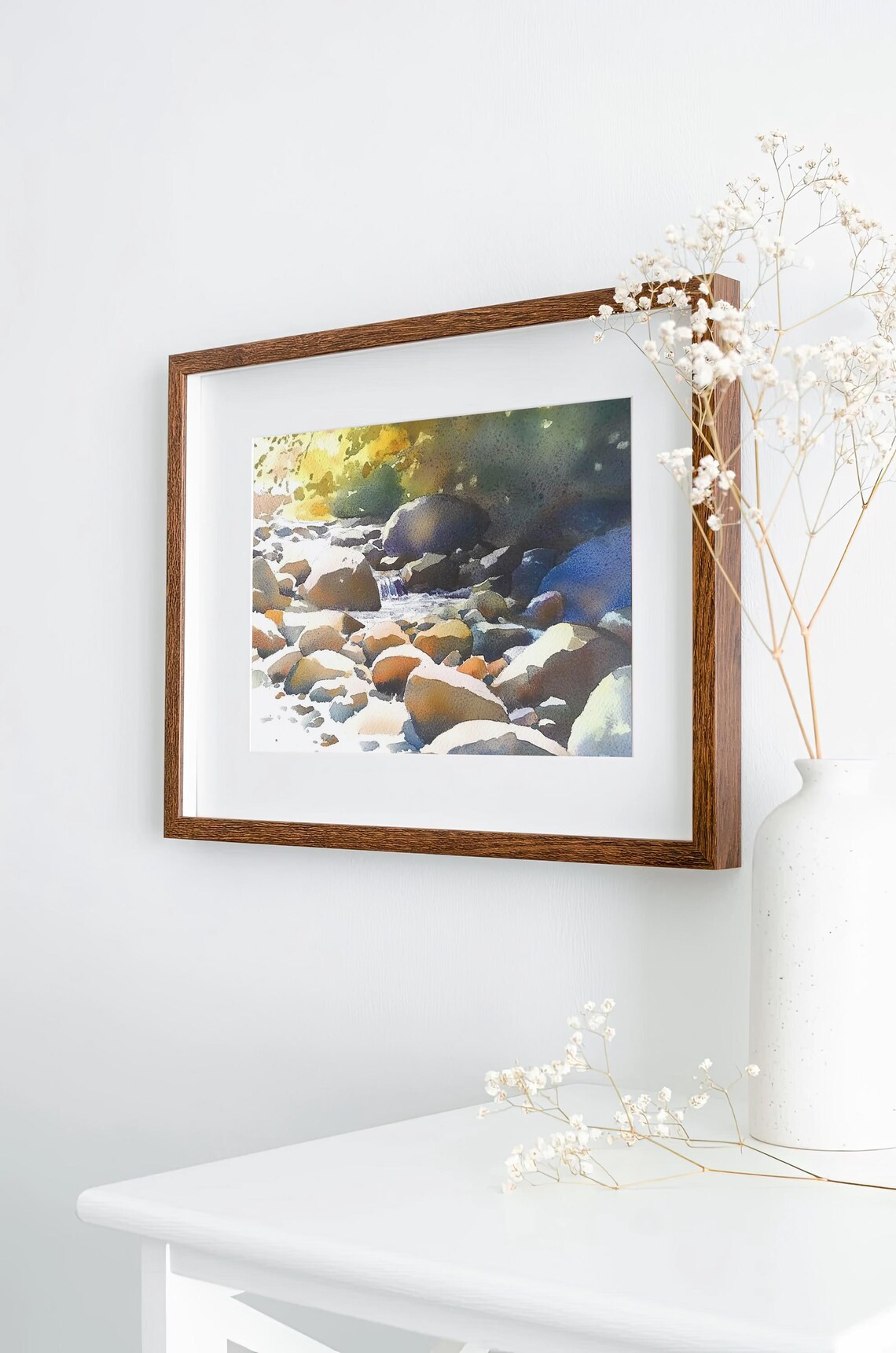 Snoqualmie River Watercolor Art Print, Mountain Landscape - Image 2