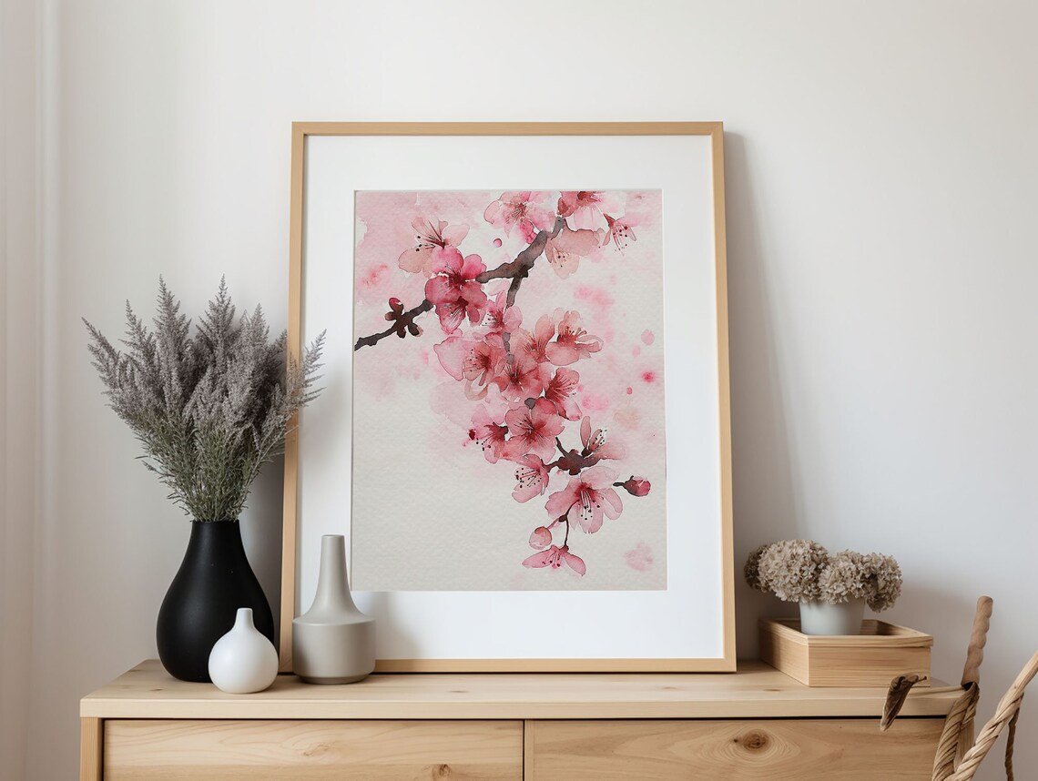 Cherry Blossom Sakura Watercolor Art Print - Image 4