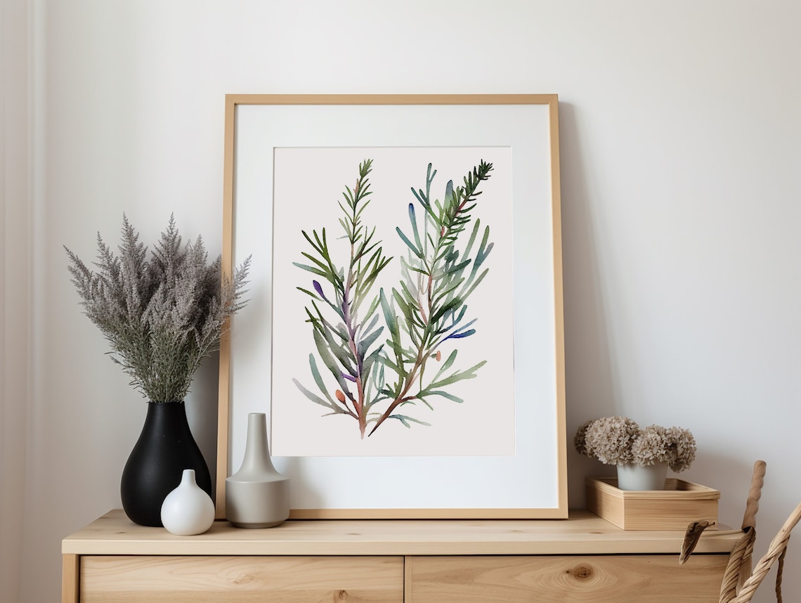 Rosemary Watercolor Herbs Art Print, Kitchen Decor - Image 3