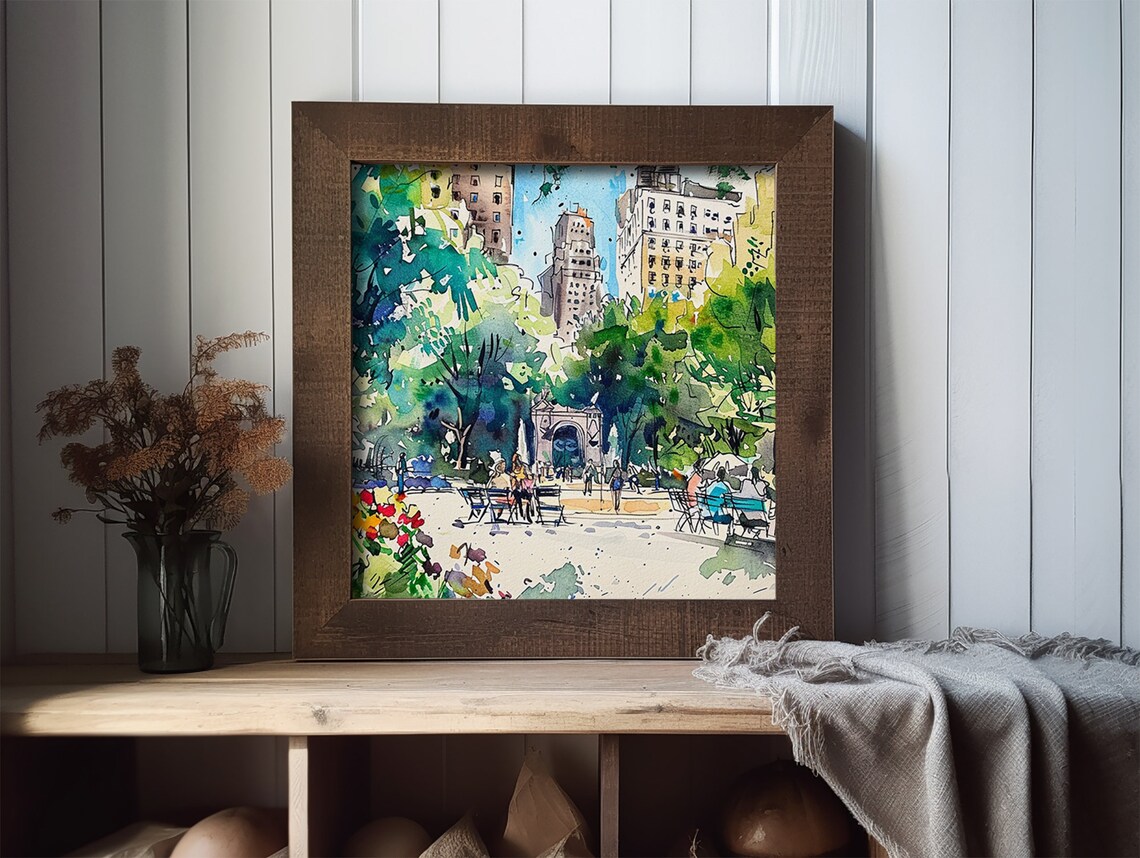 Washington Square Park Watercolor Art Print, New York - Image 3