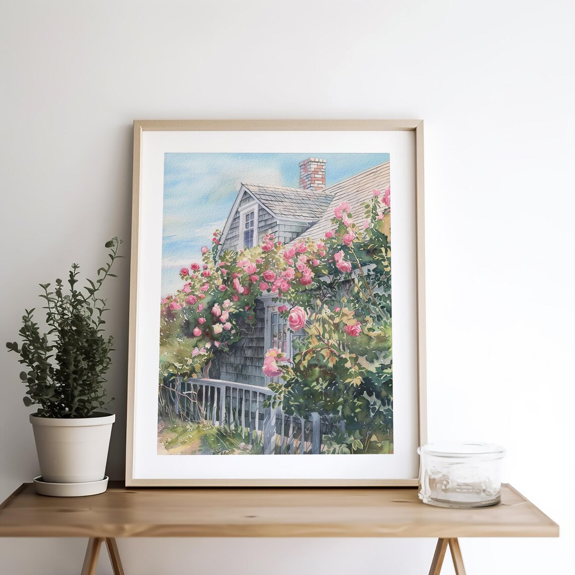 Cape Cod Watercolor Roses Garden Art Print - Image 2
