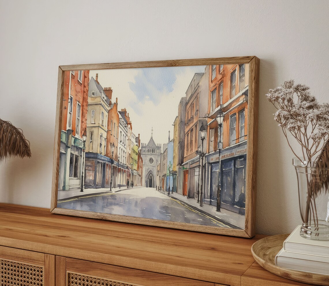 Dublin South Anne Street Watercolor Travel Poster - Image 4