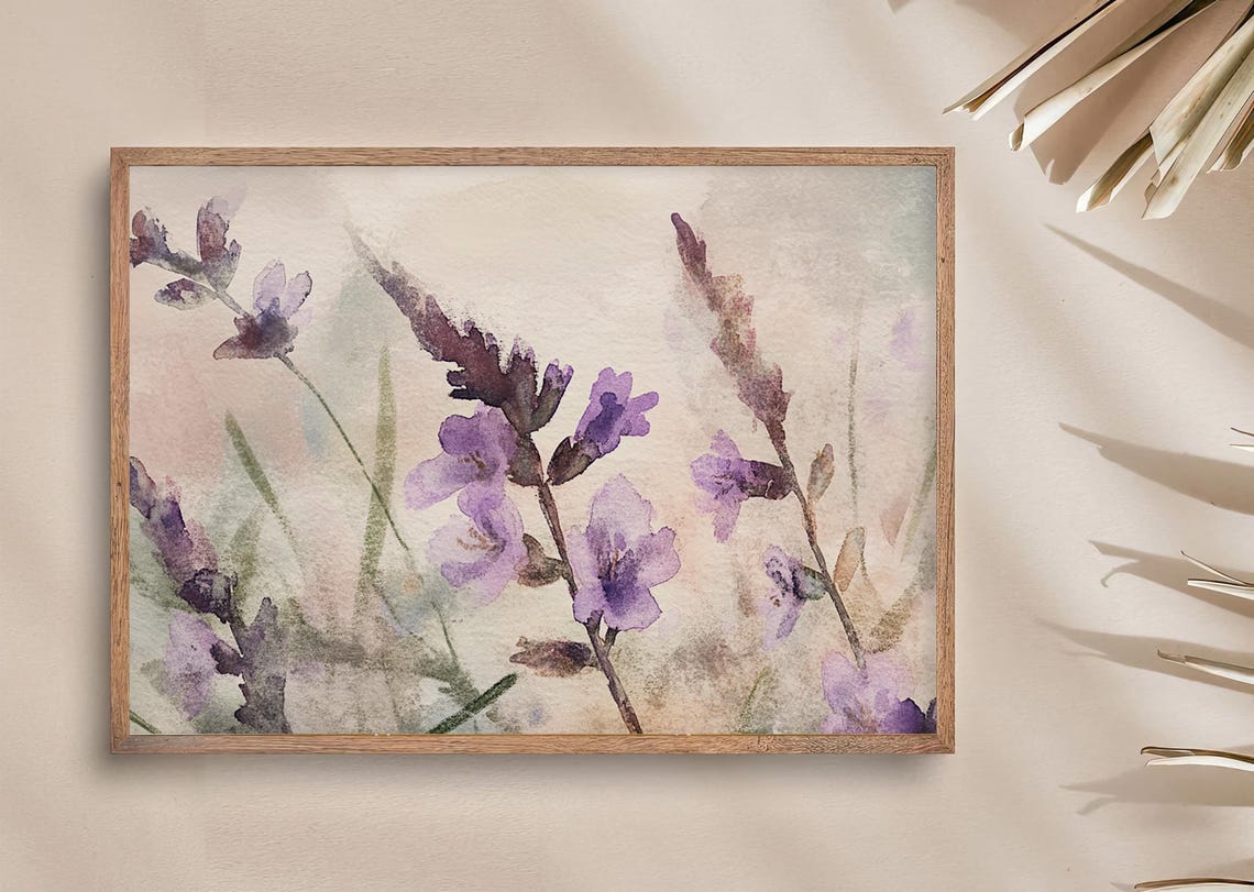 Lavender Sprigs Soft Purple Blooms Watercolor Floral Botanical Poster - Image 3
