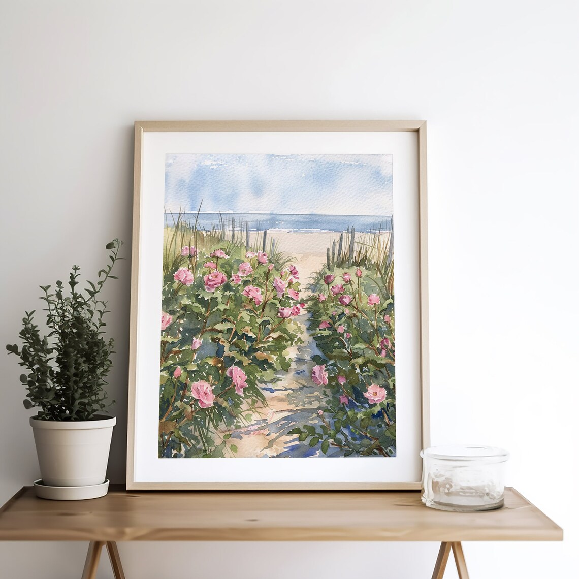 Cape Cod Beach Roses Watercolor Art Print - Image 4