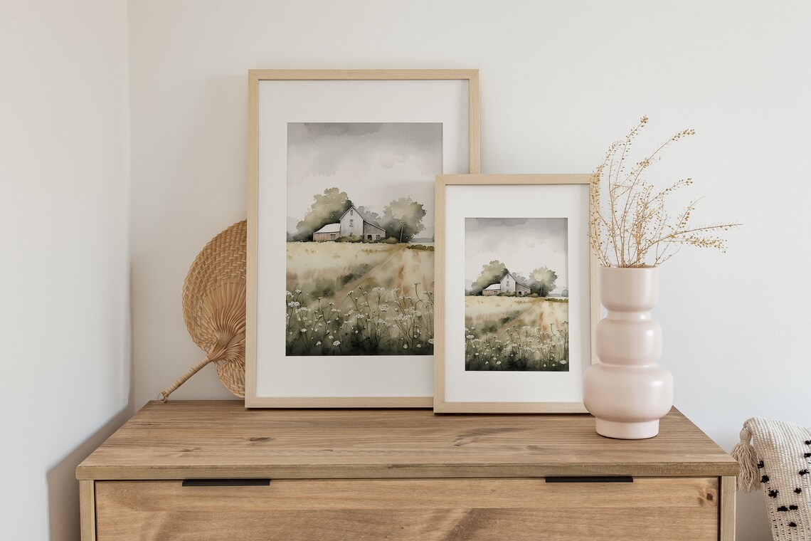 Farm Painting Wildflowers Watercolor Art Print - Image 3