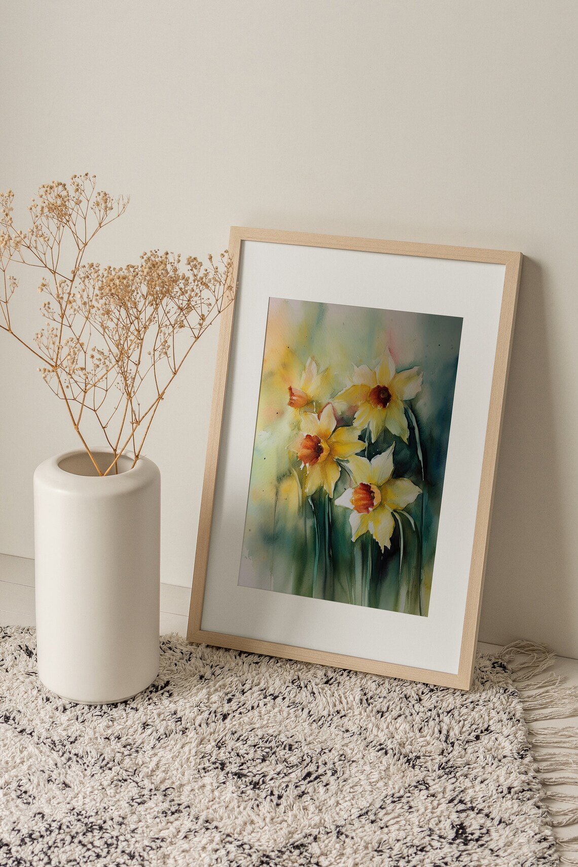 Daffodil Painting Floral Watercolor Art Print - Image 2