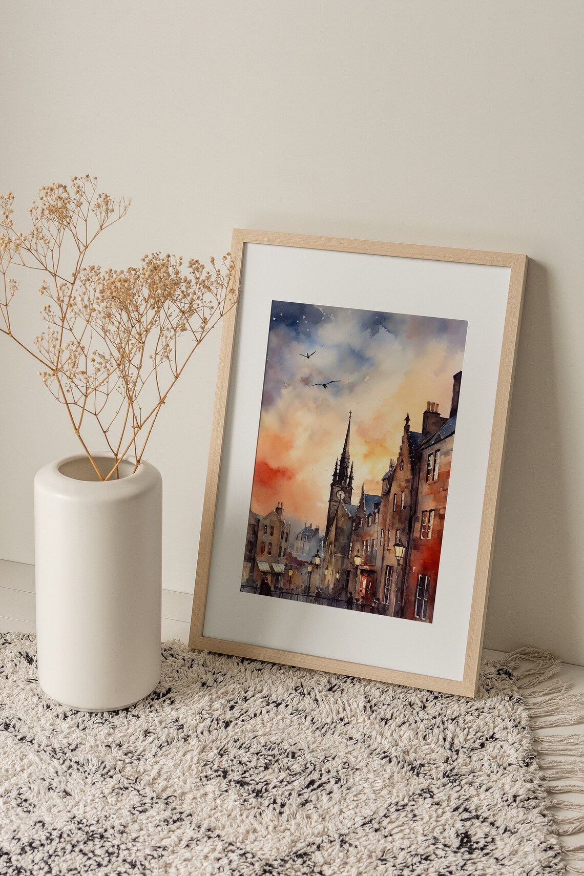 Edinburgh Watercolor Art Print, Scottish Cityscape - Image 4