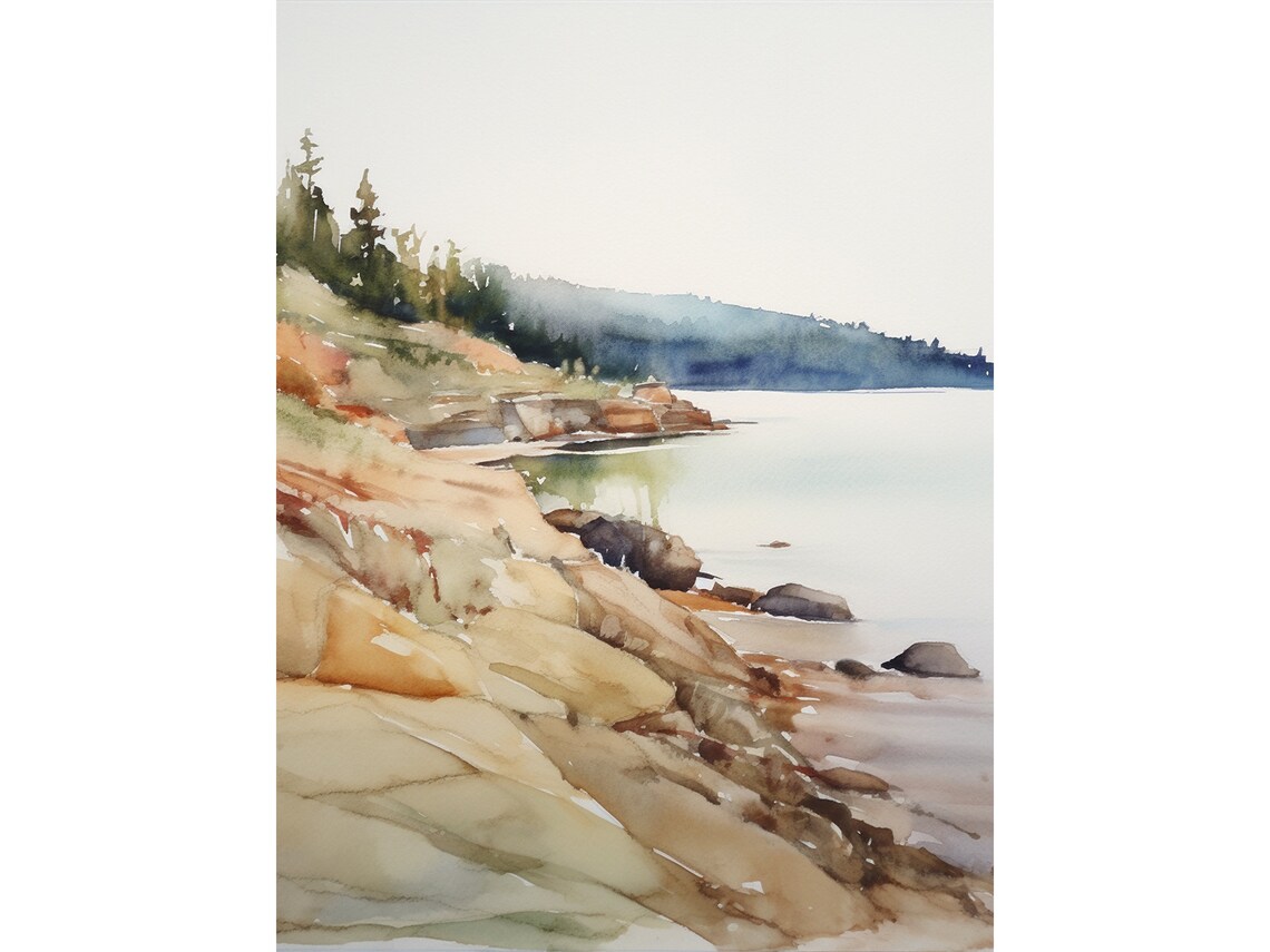 Lake Superior Watercolor Painting, Great Lakes Art Print