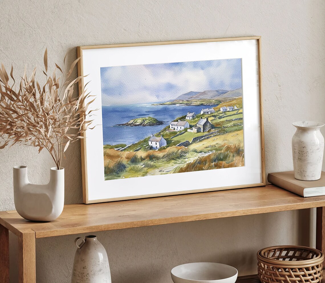 Ring Of Kerry Watercolor Art Print, Ireland Seascape - Image 3