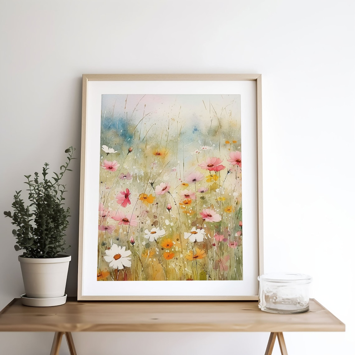 Wildflowers Meadow Watercolor Art Print, Rustic Floral Decor - Image 3