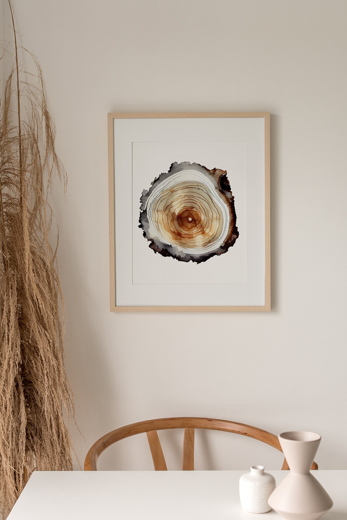 Sequoia Tree Ring Woodcut Poster, Neutral Cabin Decor - Image 5