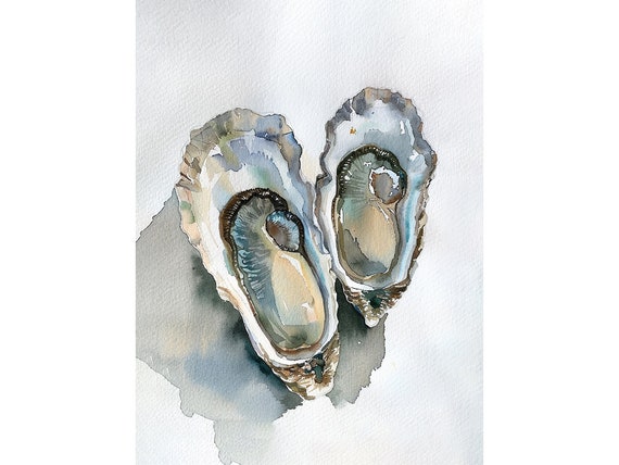 Oyster Painting, Coastal Watercolor Art Print