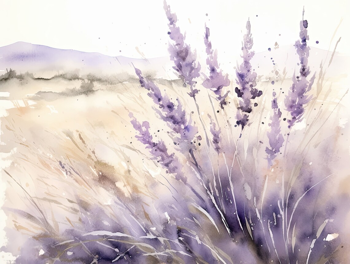 Tuscany Lavender Mountain Landscape Art Print