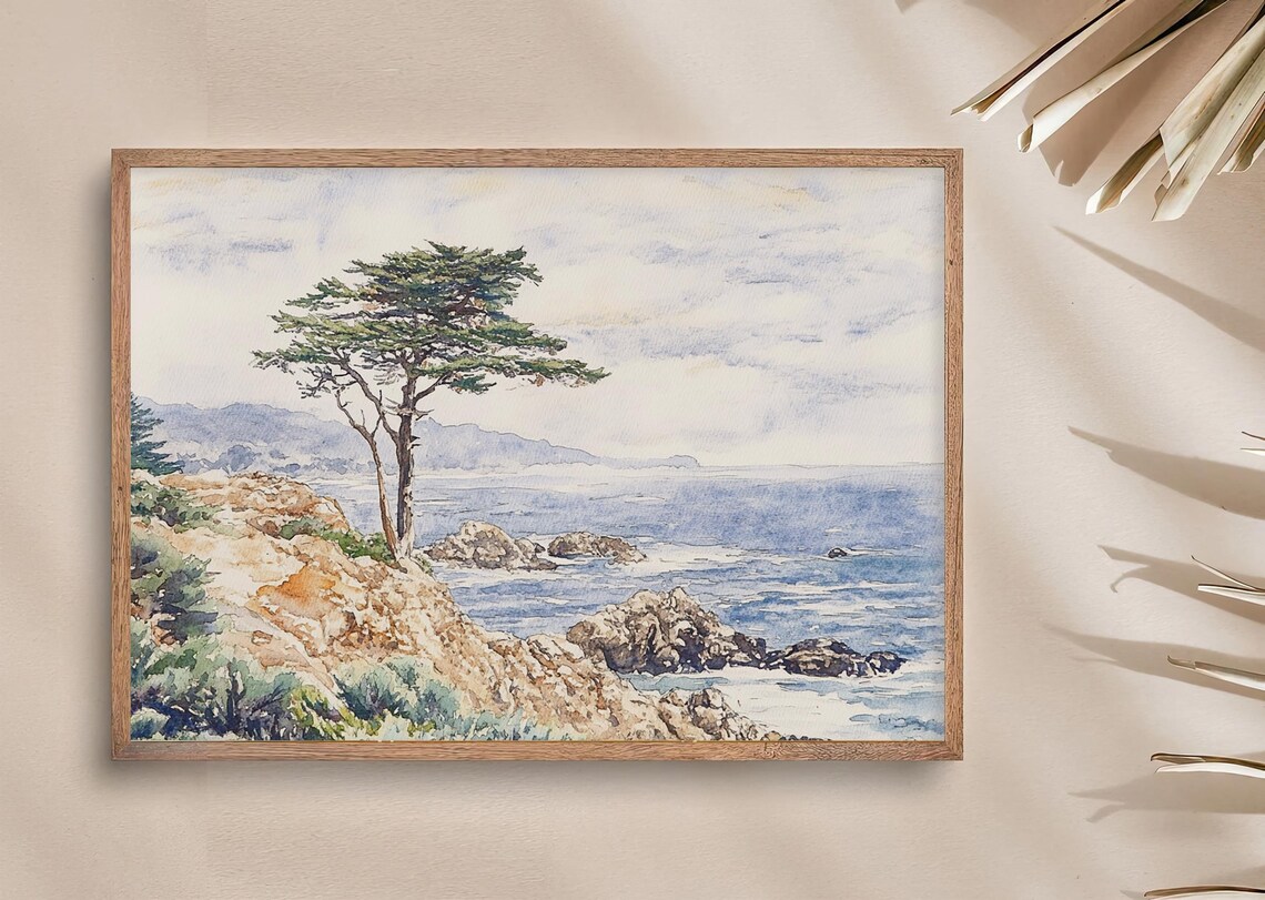 Monterey Cypress Tree Watercolor Art Print - Image 2