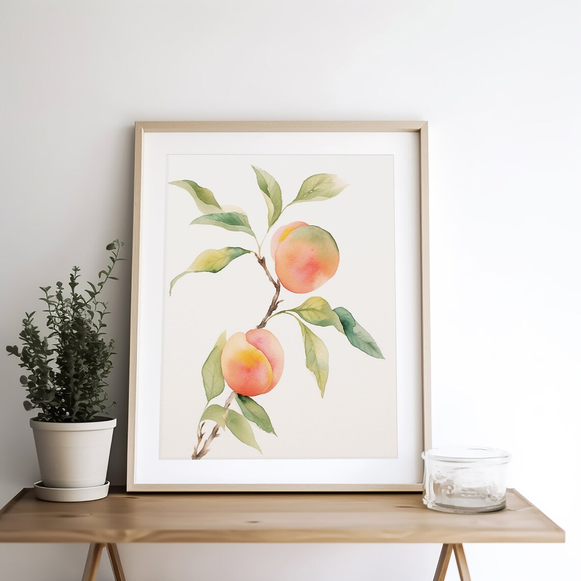 Peach Watercolor Fruit Art Print, Kitchen Wall Decor - Image 2