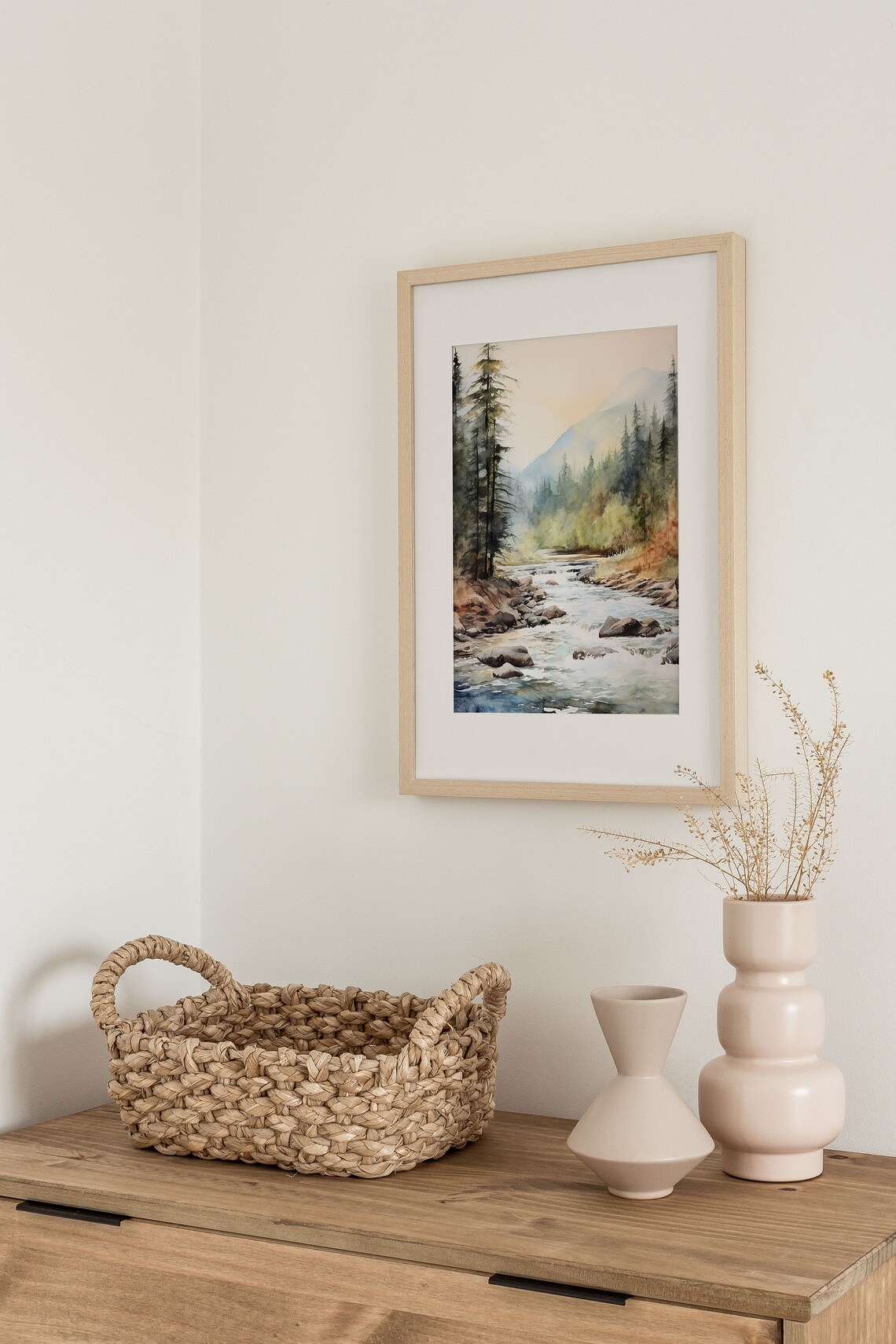 Salmon River Watercolor Idaho Mountain Landscape Art Print - Image 4