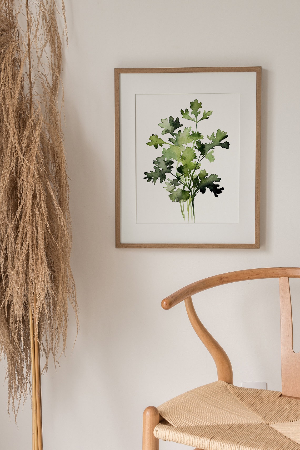 Parsley Herb Watercolor Minimalist Botanical Kitchen Green Poster - Image 5