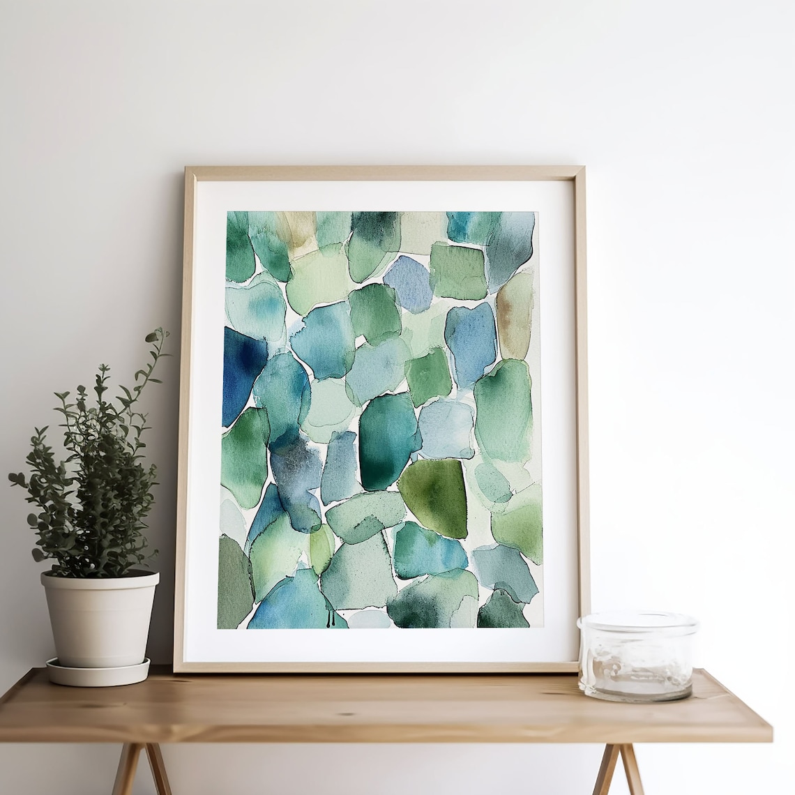 Sea Glass Painting Abstract Watercolor Art Print - Image 2