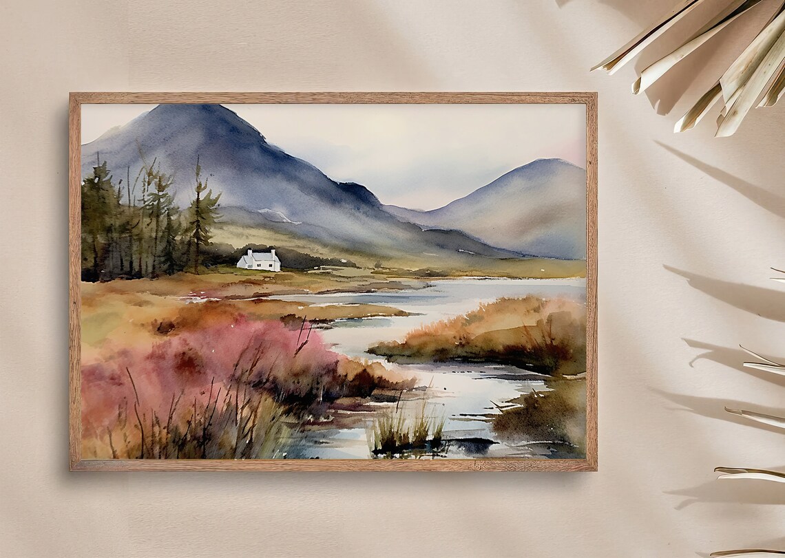 Scottish Borders Watercolor Landscape Art Print - Image 3