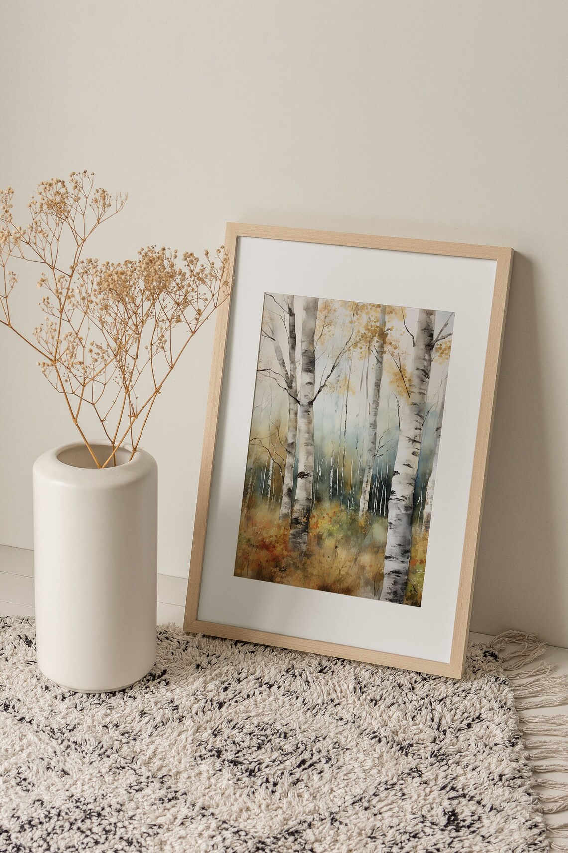 Birch Forest Watercolor Landscape Art Print - Image 3