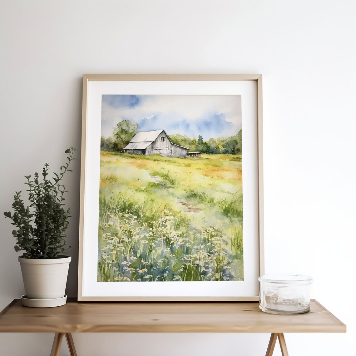 Door County Farm Landscape Watercolor Art Print - Image 2