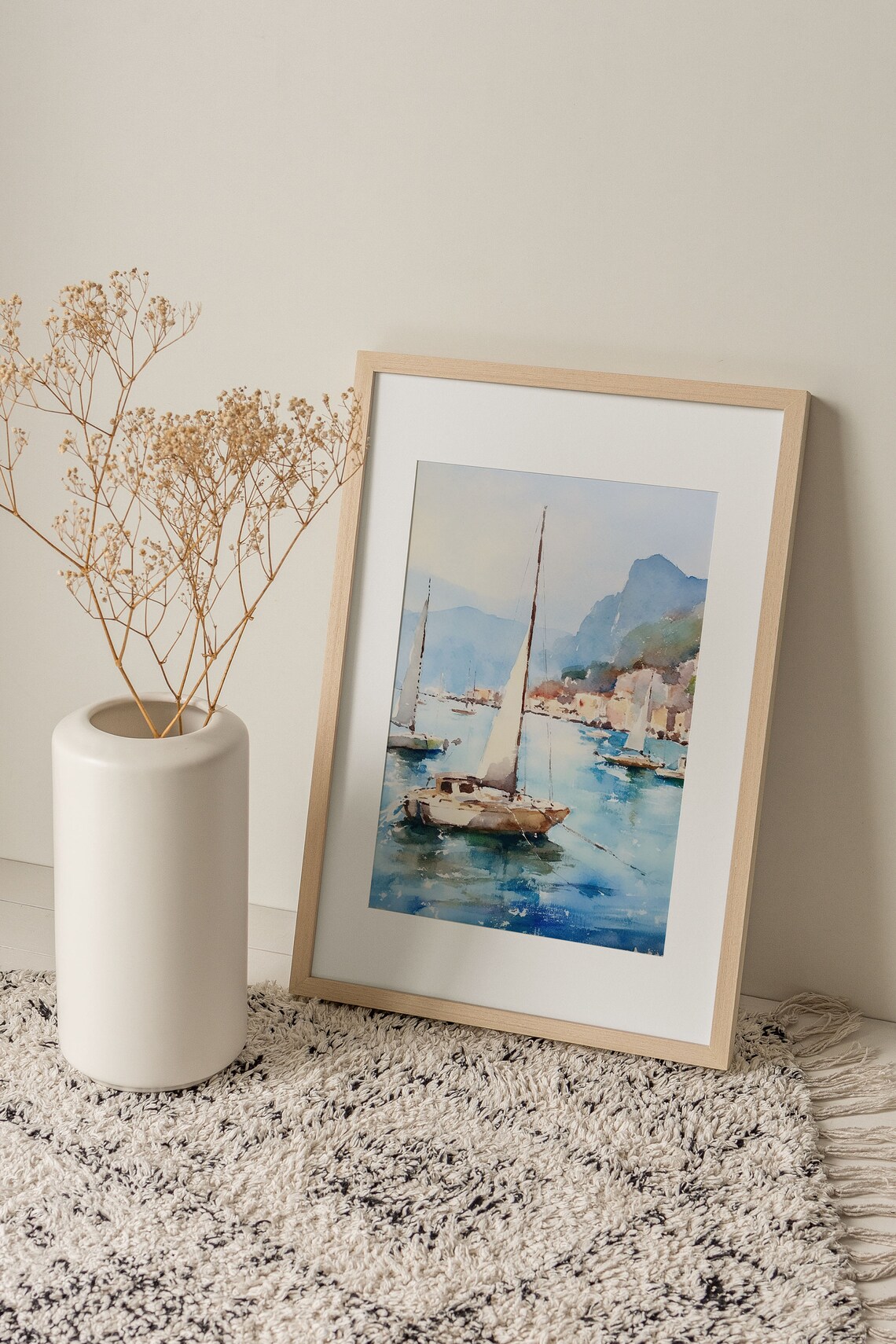 Capri Watercolor Art Print, Italian Island Seascape - Image 4