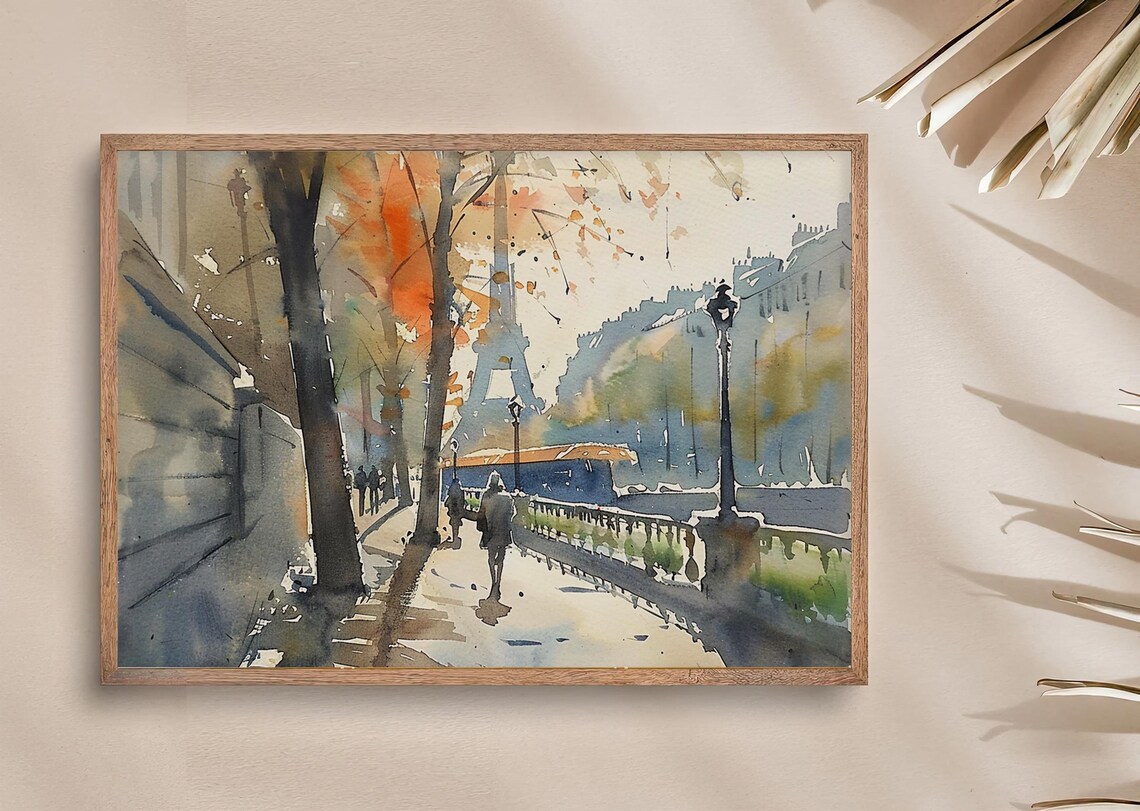 Paris Watercolor Art Print, Eiffel Tower Cityscape - Image 4