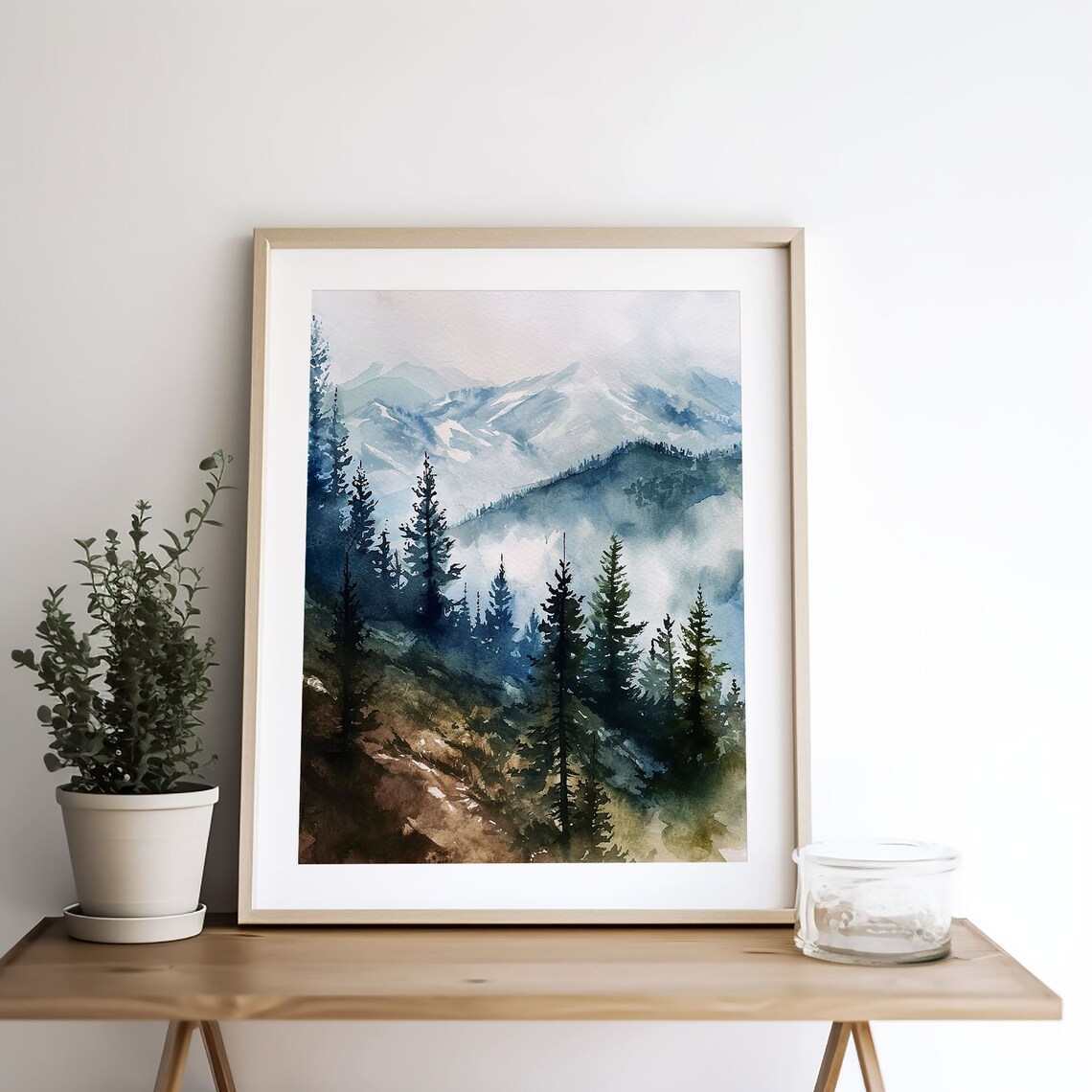 Pine Forest Blue Ridge Mountains Watercolor Art Print - Image 3