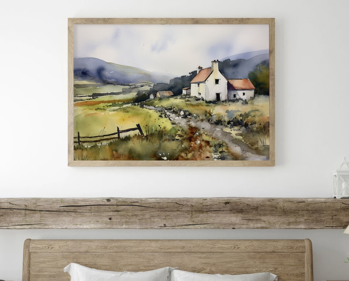 North Wales Watercolor Mountain Landscape Art Print - Image 4