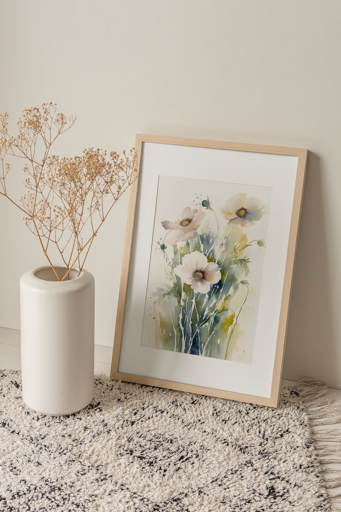 Anemone Floral Watercolor Art Print, Modern Farmhouse - Image 2