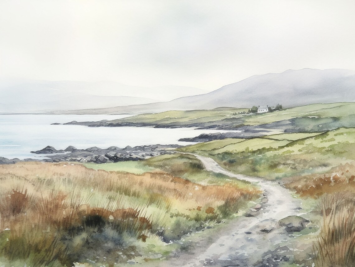 Dingle Peninsula Watercolor Landscape Art Print