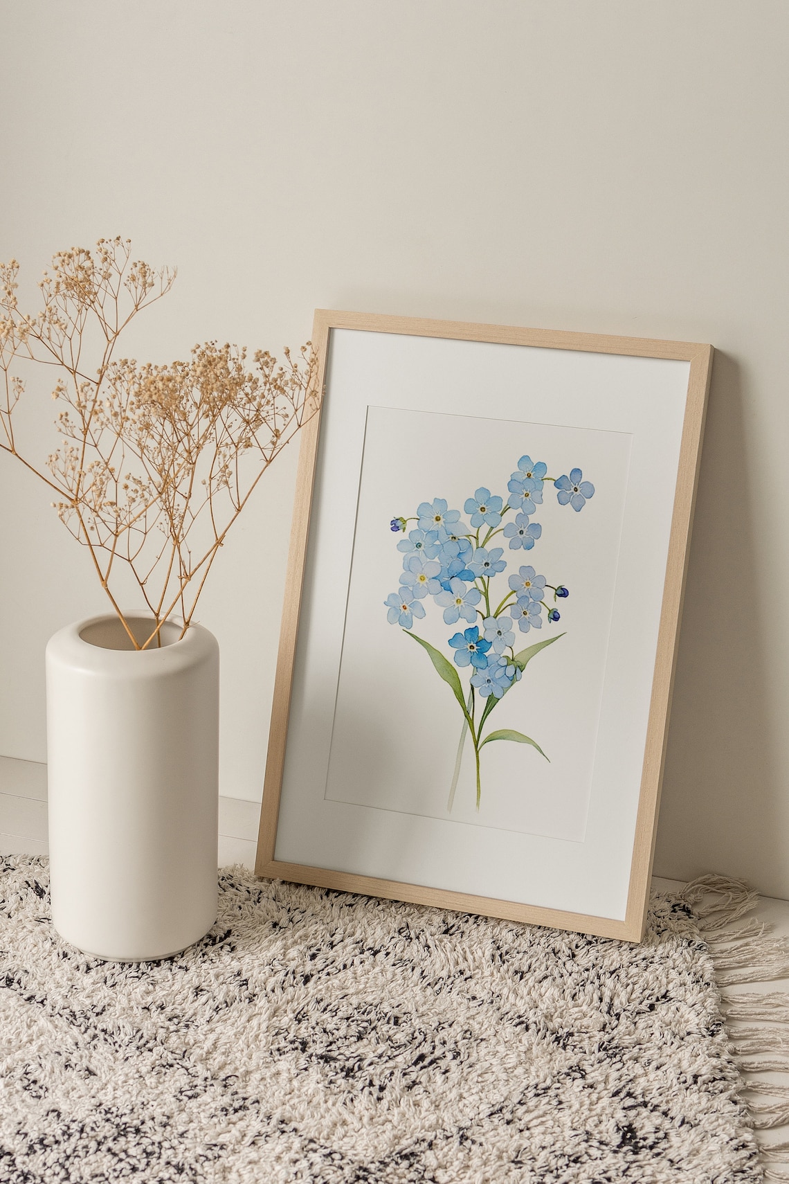 Forget Me Nots Watercolor Art Print, Floral Blue Flowers - Image 3