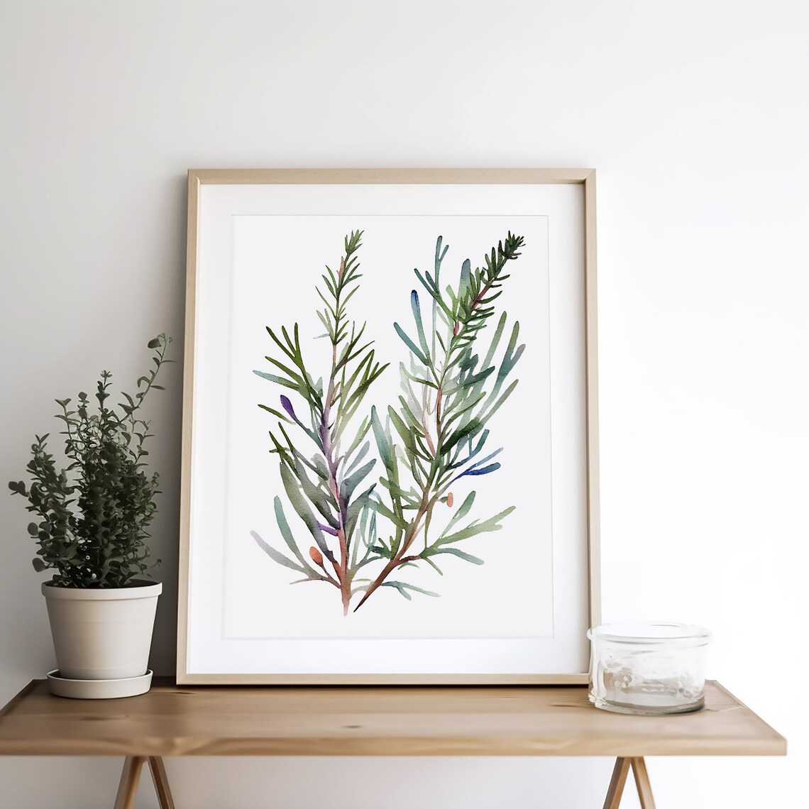 Rosemary Watercolor Herbs Art Print, Kitchen Decor - Image 2