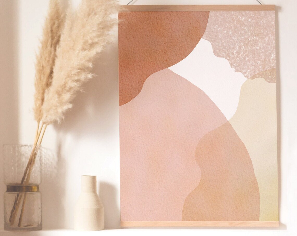 Abstract Terracotta Shapes Blush Pink Minimalist Modern Art Poster - Image 3