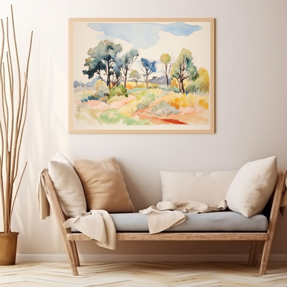 Abstract Tree Landscape, Colorful Watercolor Art Print - Image 3