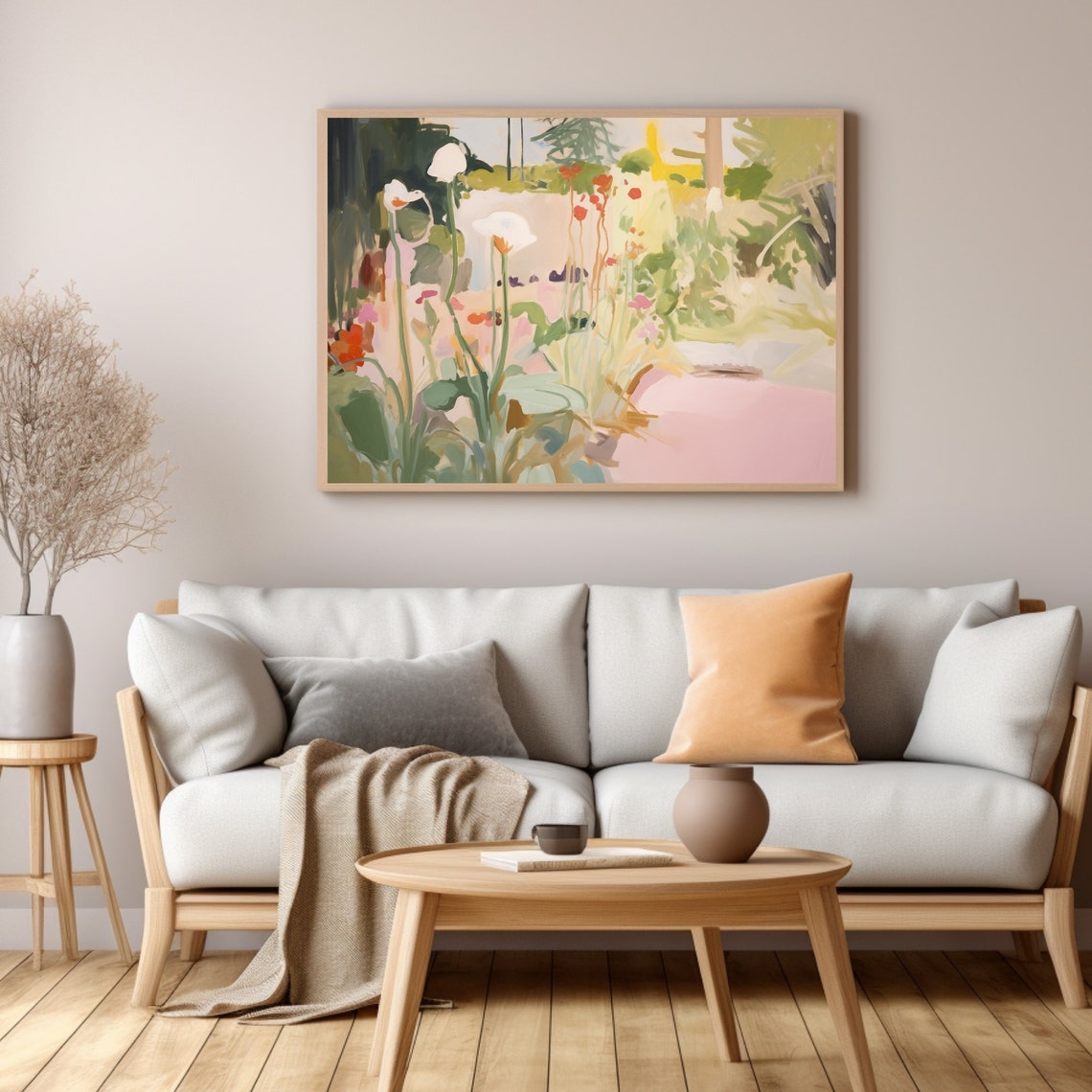 Dreamy Abstract Summer Garden with Poppies and Pink Path Poster - Image 2