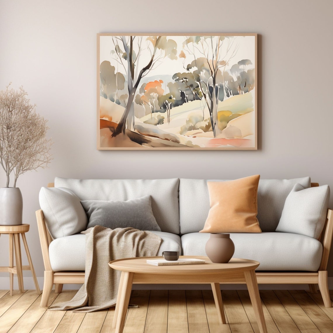 Tall Gum Trees in the Australian Outback Ochre Watercolor Poster - Image 3