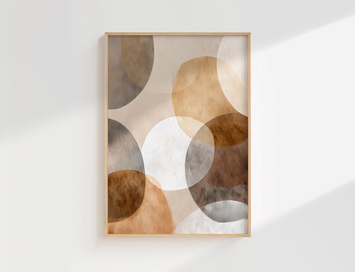 Japandi Watercolor Abstract Neutral Circles Beige Minimalist Art Poster