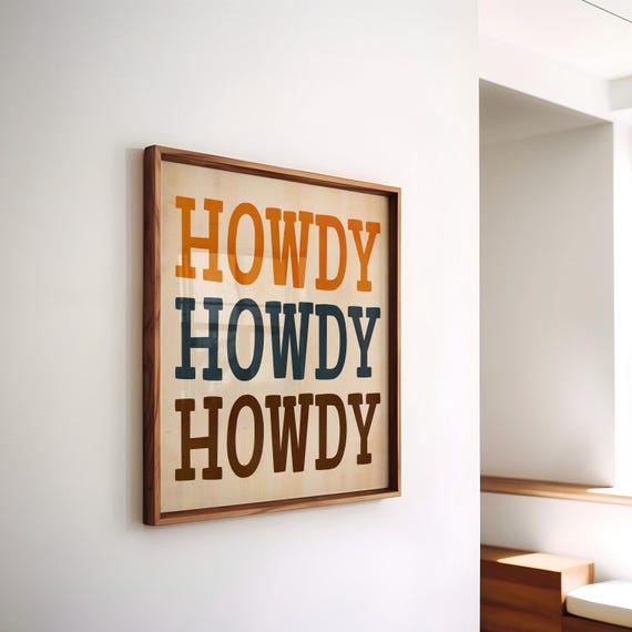 Howdy Wall Art Print Retro Western Poster Western Decor Howdy Poster Western Wall Art Retro Cowboy Print Wild West Wall Art