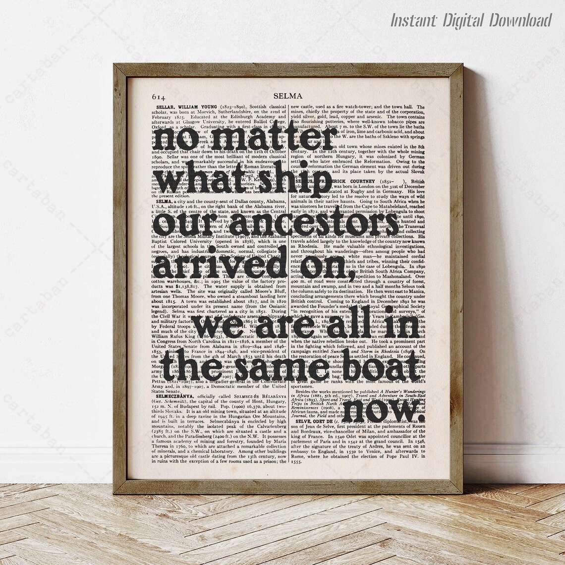No Matter What Ship Our Ancestors Arrived On Same Boat Quote Poster