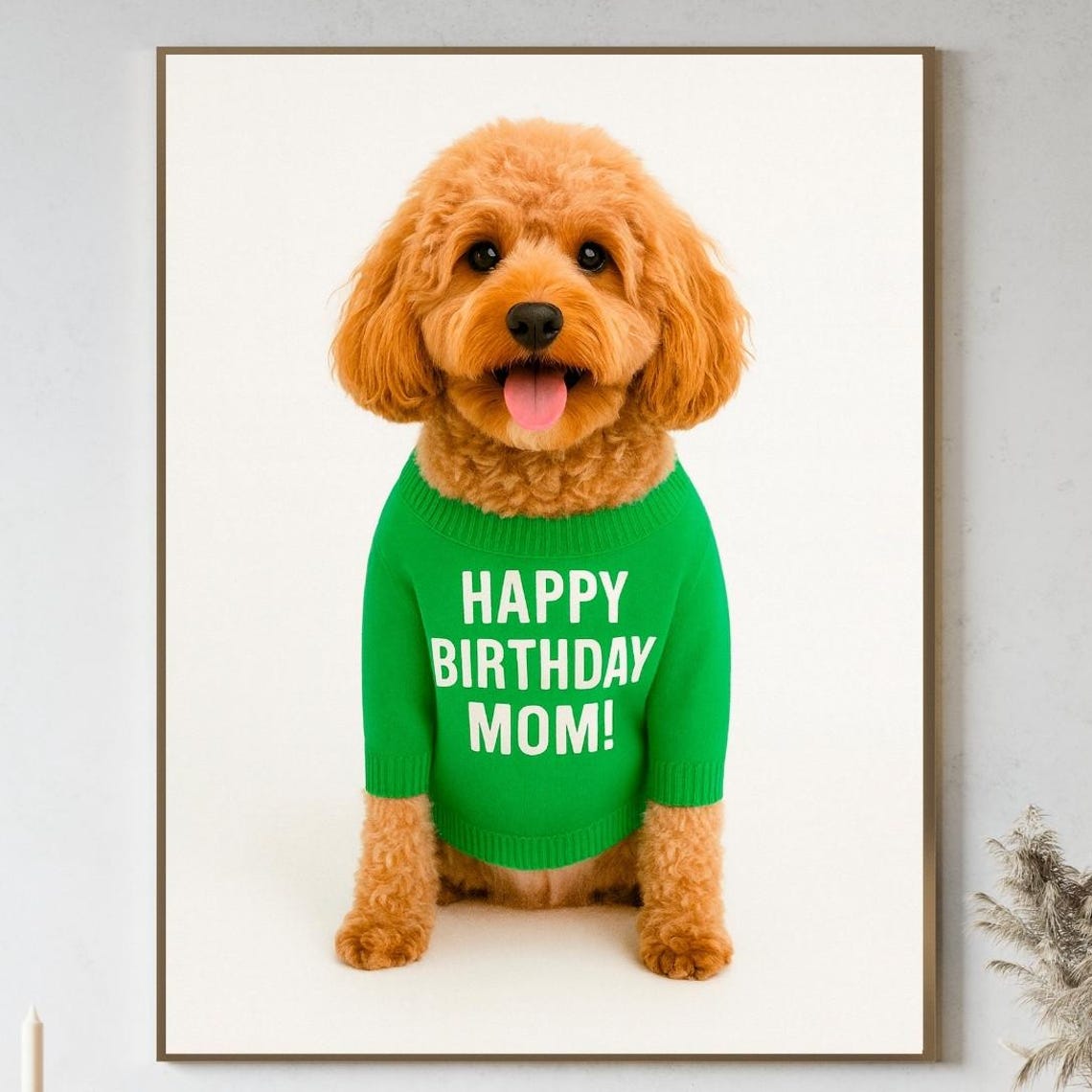 Cavapoo Happy Birthday Mom Funny Sweater Dog Portrait Gift Poster