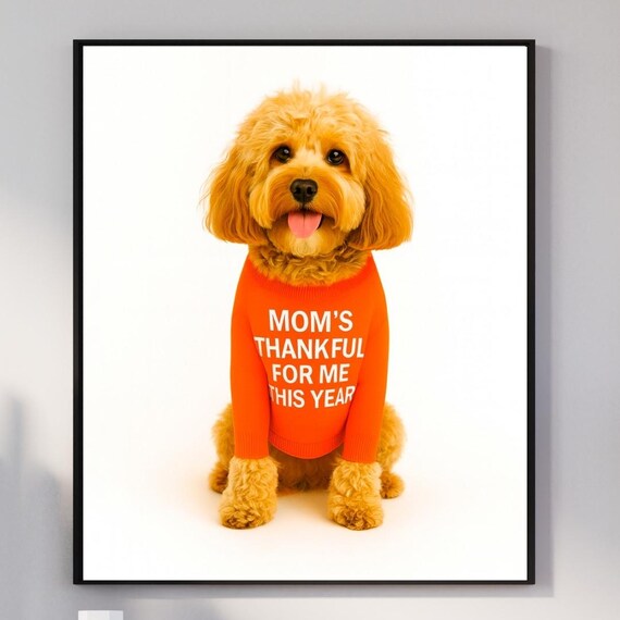 Cavapoo Thanksgiving Wall Art Fall Print Pet Decor Mom Gift Photography Owners Poster