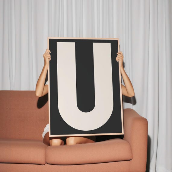 U Print My Type Of A Z Wall Print Retro Wall Art Trendy Wall Art Typography Letters Letter Print Gift Art U