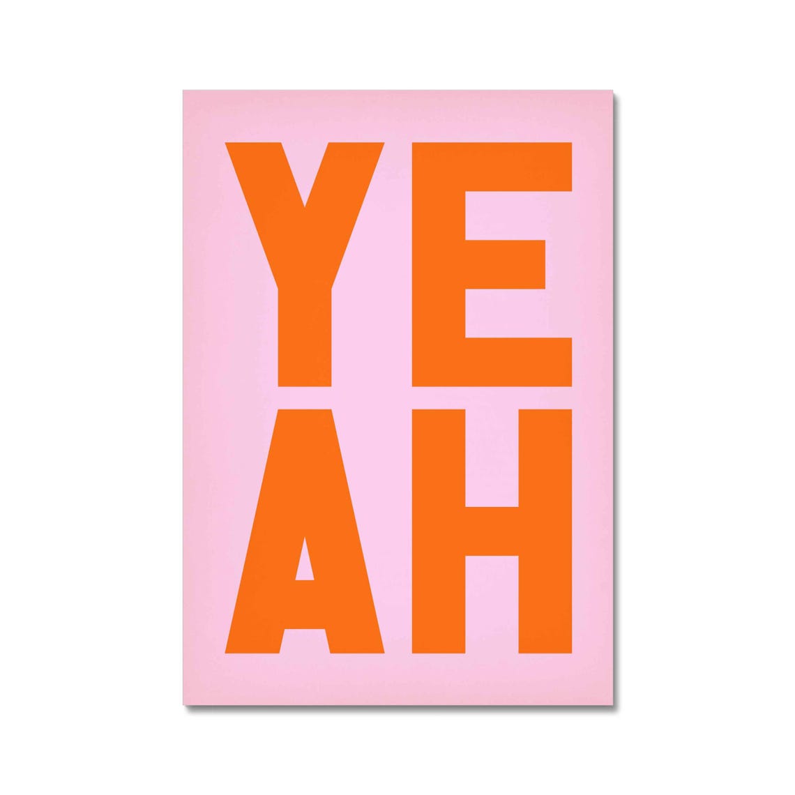 Yeah Orange on Pink Bold Retro Block Letter Typography Poster