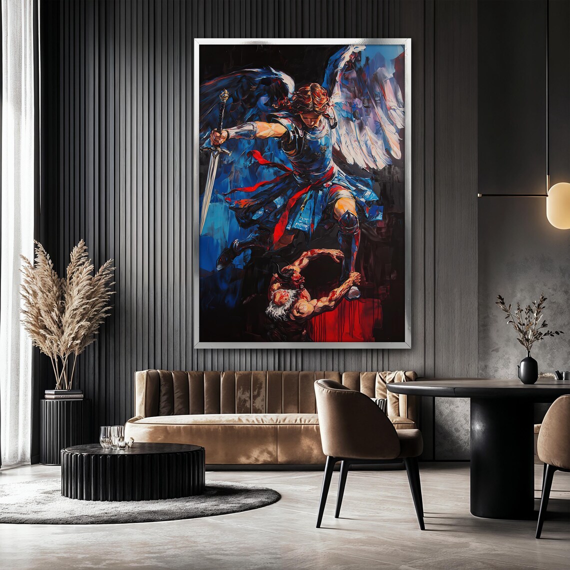 Archangel Michael Defeating Demon, Spiritual Battle Art - Image 2