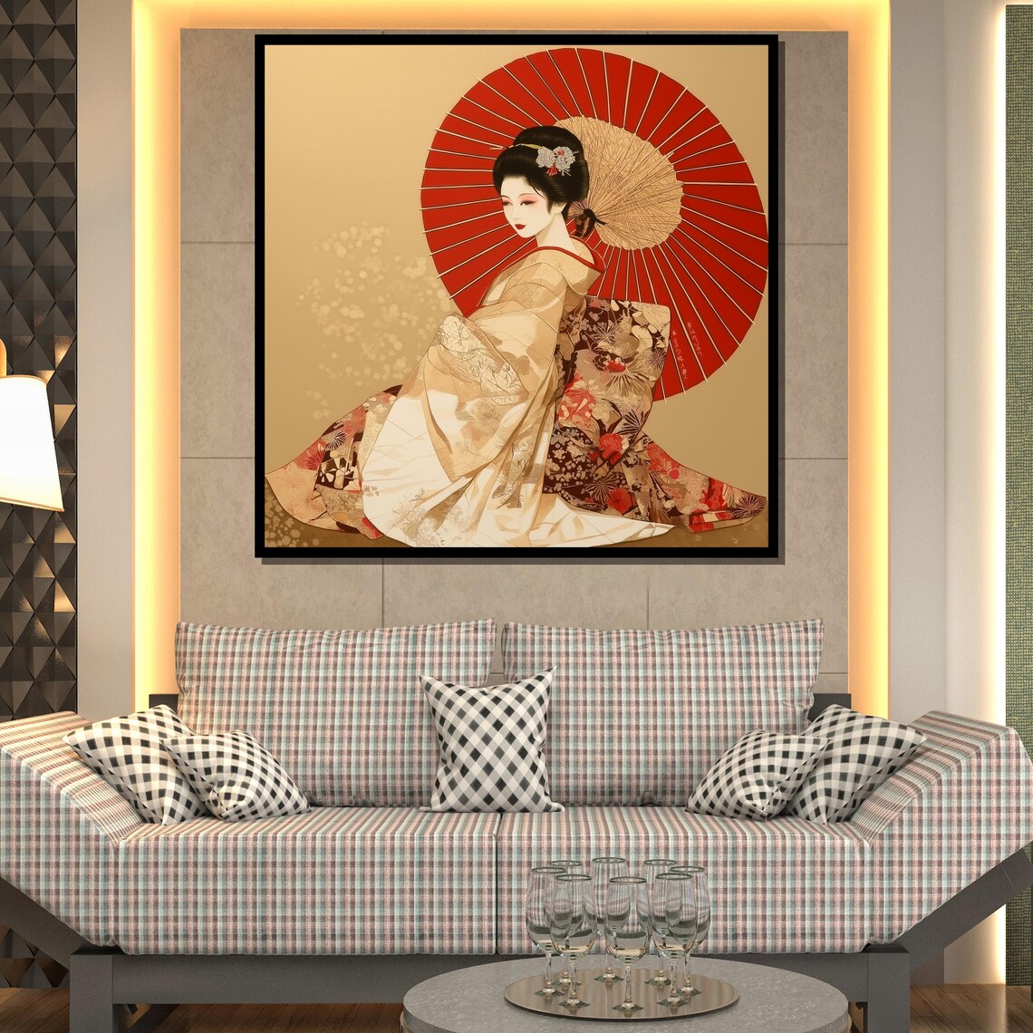 Japanese Woman in Traditional Kimono, Elegant Geisha - Image 2
