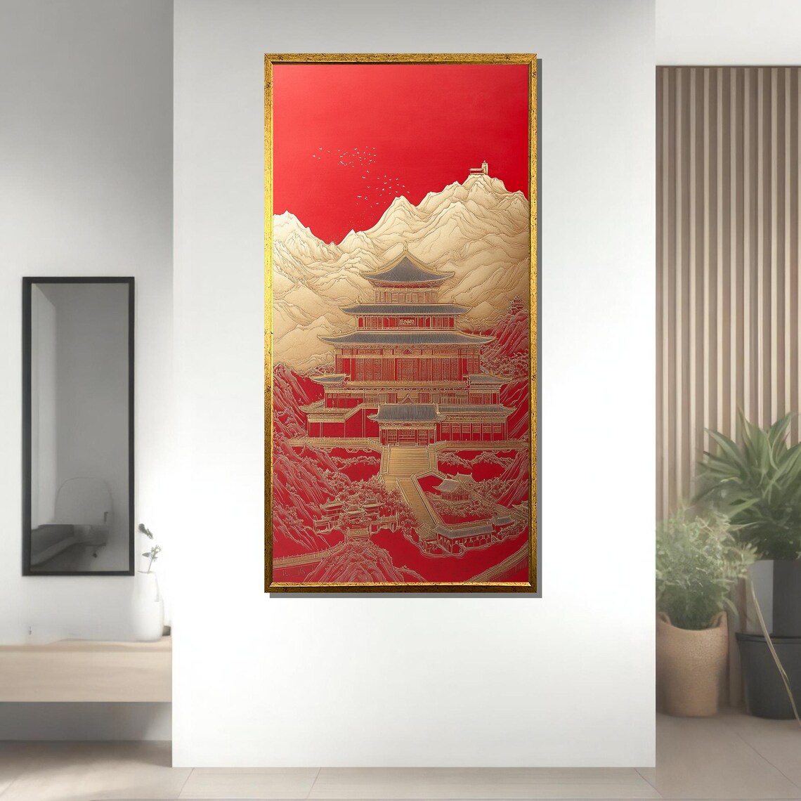 Japanese Temple Painting, Traditional Zen Decor - Image 3