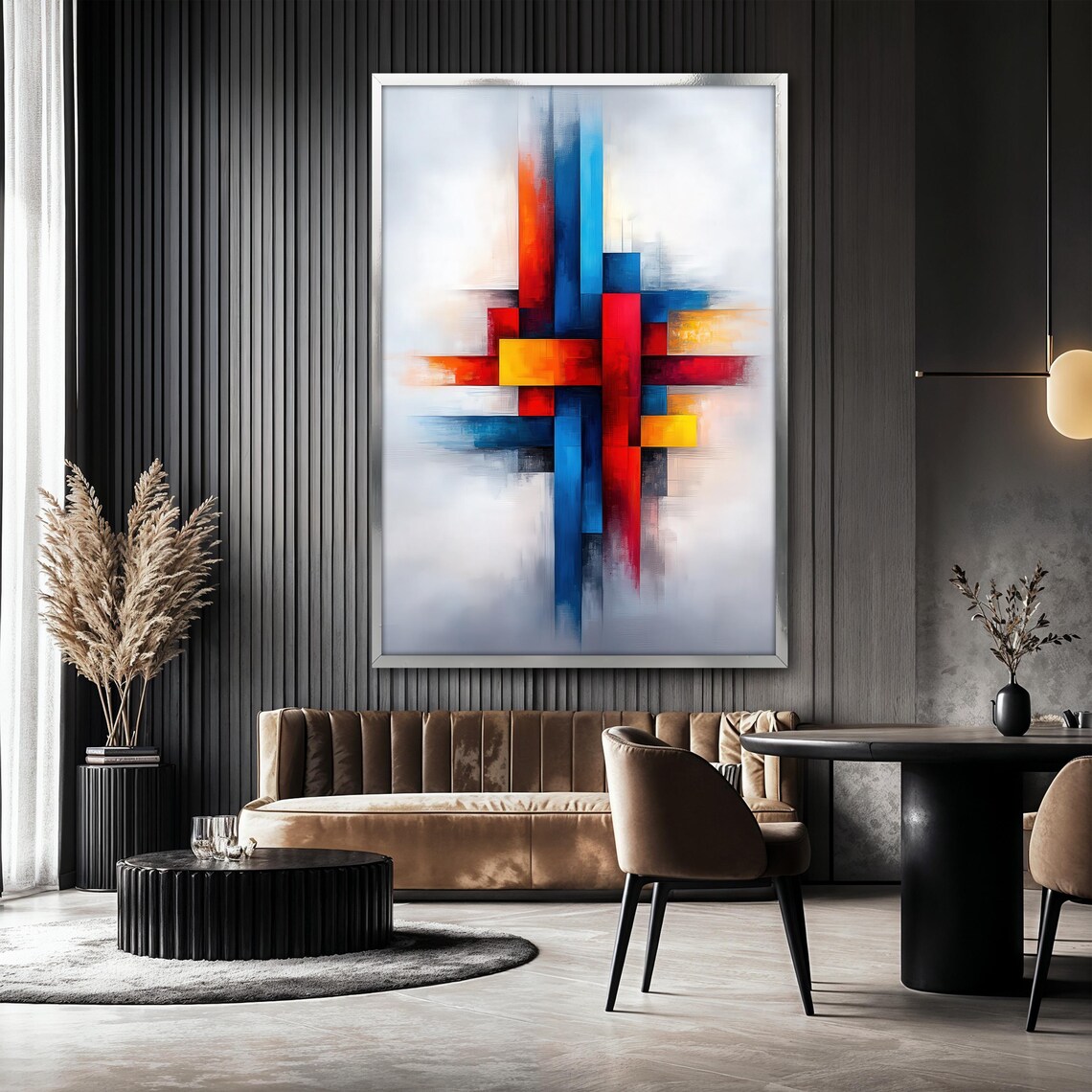 Colorful Abstract Geometric Painting, Modern Shapes - Image 2
