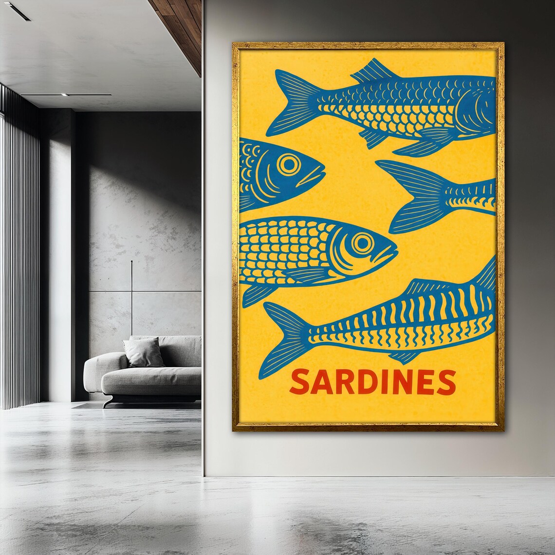 Sardines Painting, Retro Pop Art Kitchen Art - Image 3
